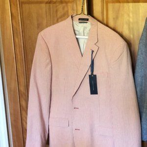 Tommy Hilfiger Red-Striped Seersucker Sports Coat